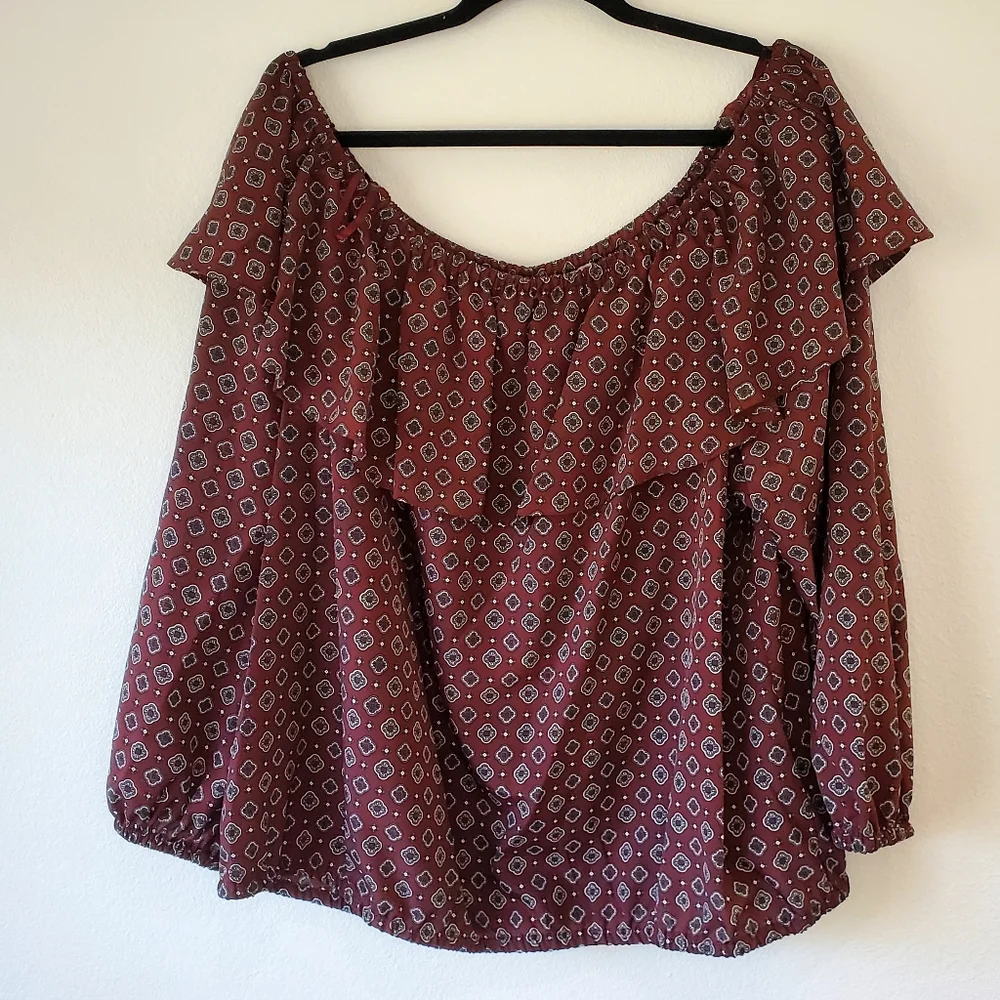 Michael Michael Kors Flutter Off Shoulder Peasant Blouse Size 3X - Picture 2 of 8